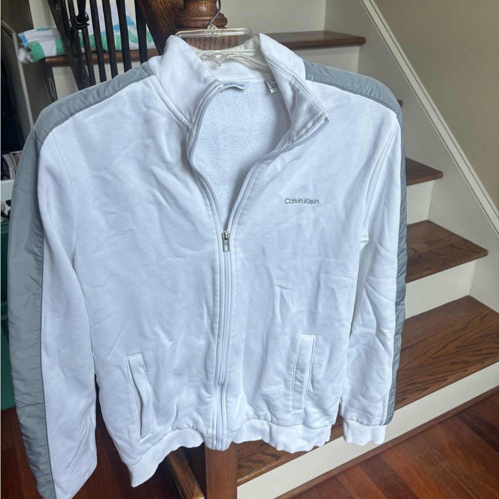 Calvin Klein Lightweight White and Gray Zip up Jacket